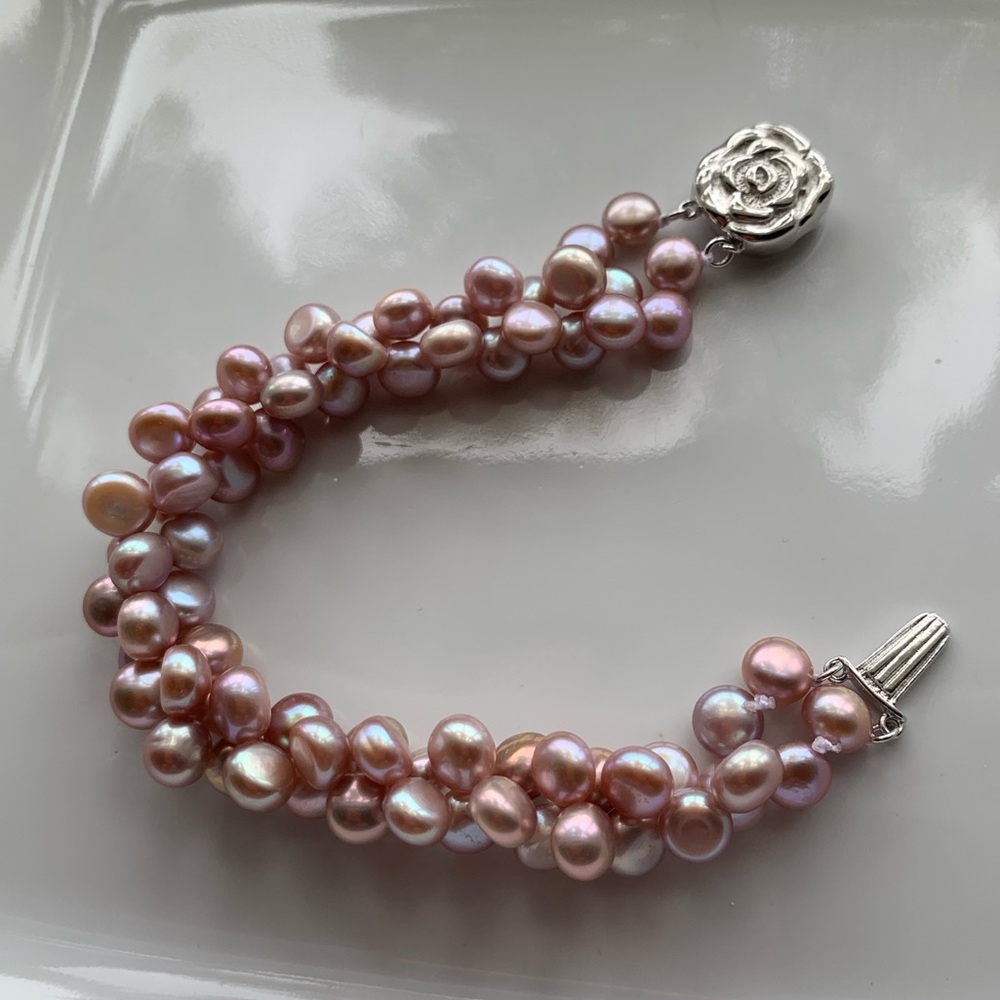 NEW🌺Purple Freshwater Twisted Pearl Bracelet